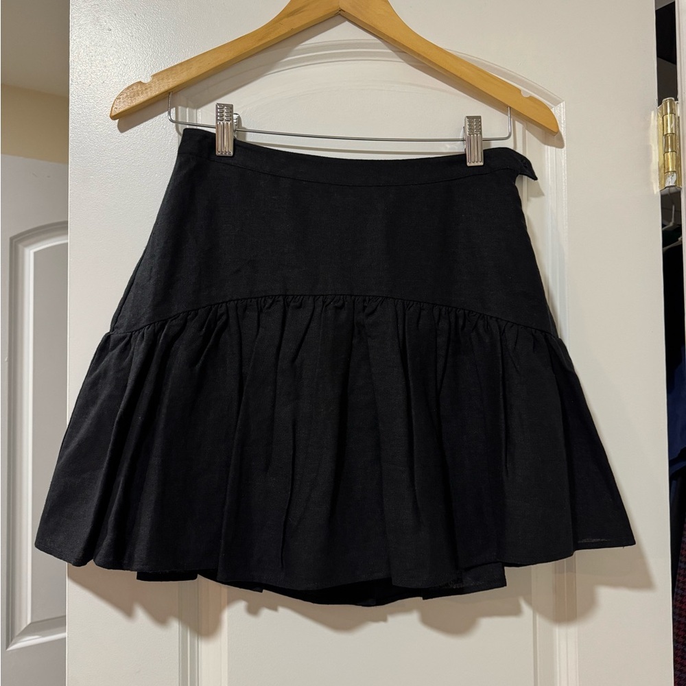 Avec Les Filles Black Linen Blend Mini Skirt | Size 2 - Picture 5 of 9